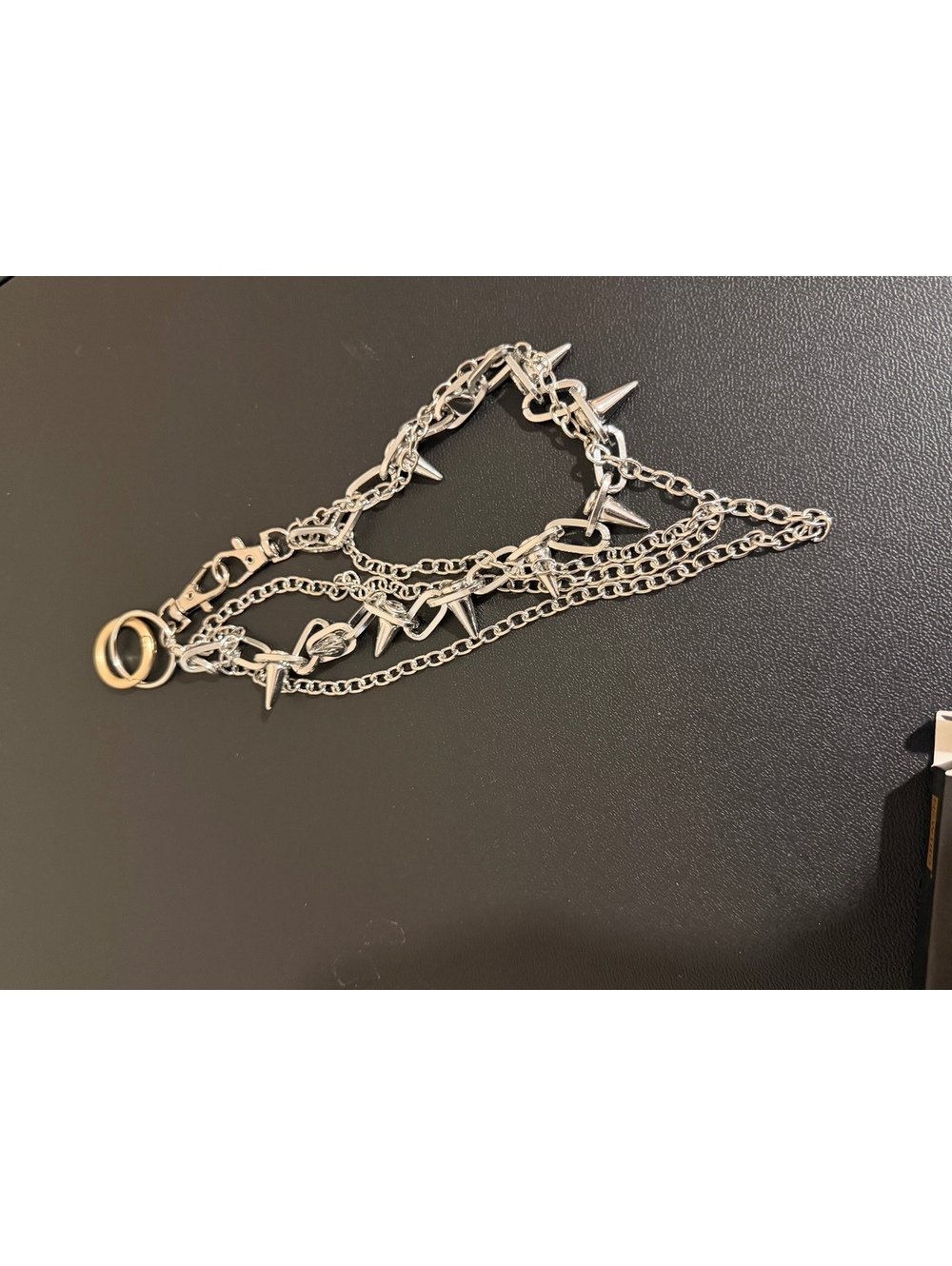 Silver Tone Multi-Layer Spike Chain bag charm